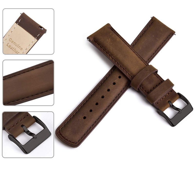 Ritche Genuine 18mm Leather Watch Band Classic Vintage Quick Release Leather Watch Strap (Saddle Brown), White Elephant Gifts, Stocking Stuffers for Men, Father's Day gifts - Image 4
